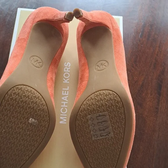 Michael Kors Women's Pink Grapefruit Suede Heels - Picture 2 of 5